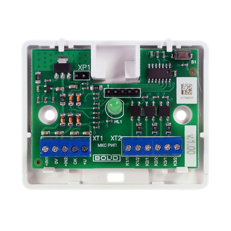 Модуль контроля состояния резервированных источников питания РИП-12 и РИП-24 и передачи извещений на три релейных выхода и световой индикатор.