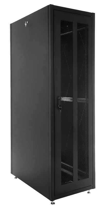 Шкаф телекоммуникационный напольный ЭКОНОМ 42U (600 × 600) дверь перфорированная 2 шт., цвет черный