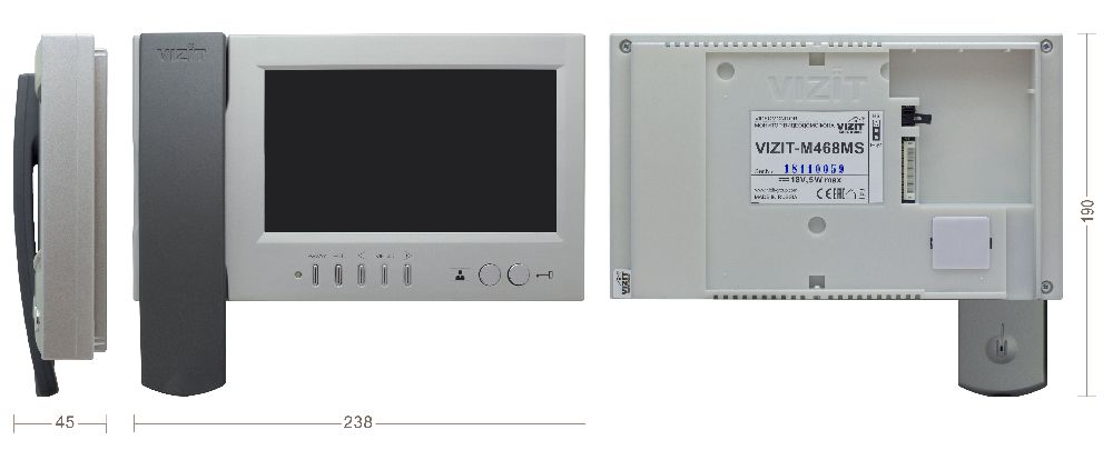 Монитор цветного изображения (PAL, 7"). видеопамять (ч/б 250 кадров). 15-27VDC. Цвет корпуса -серебристый, цвет трубки- тёмно-серый.