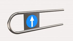 Дуга на калитку К11 (правая), Знак стрелка с одной стороны, знак кирпич с другой стороны Ø25 L=800 мм