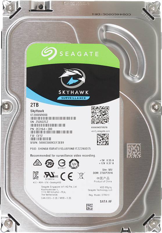 HDD 2Tb Жесткий диск Seagate Skyhawk ST2000VX008 SATA-III 64Mb 3.5"