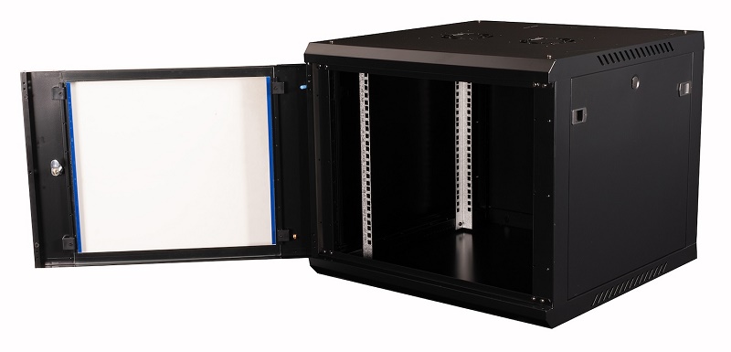 Шкаф 19" телекоммуникационный настенный, 9U 501х600х600 мм, дверь стекло, черный