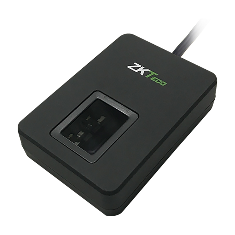 Настольный биометрический сканер USB, алгоритм ZKFinger V10.0, разрешение изображения 500 dpi, размер изображения 300 х 400 пикселей, формат RAW BMP JPG,  5V USB, -20 °C ~ +50 °C.