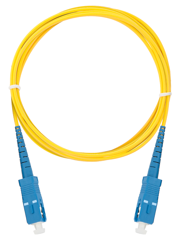 Шнур волоконно-оптический, соединительный, одномодовый 9/125мкм, стандарта OS2, SC/UPC-SC/UPC, одинарный, полимерный материал нг(A)-HF, 2мм, желтый, 3м
