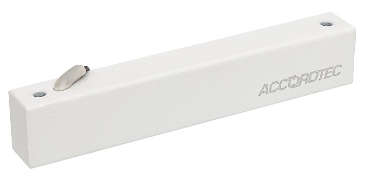 Замок электромагнитный 12V DC, не более 0,4 A, усилие 100 кг,&nbsp;&nbsp;180x33x23. Вес 0.6 кг. (в комплекте планка), Влагозащита IP67. Цвет белый