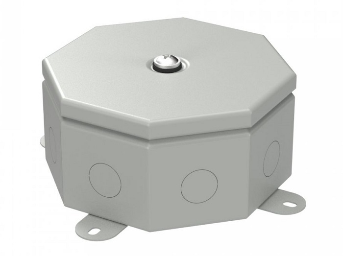 Коробка распределительная металлическая Октагон серая 130х130х63 (9 шт/кор)