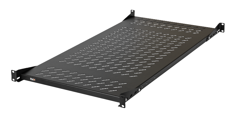 Полка стационарная усиленная, 19", Ш436хГ1060мм, для шкафа и стойки глубиной 1200мм, черная