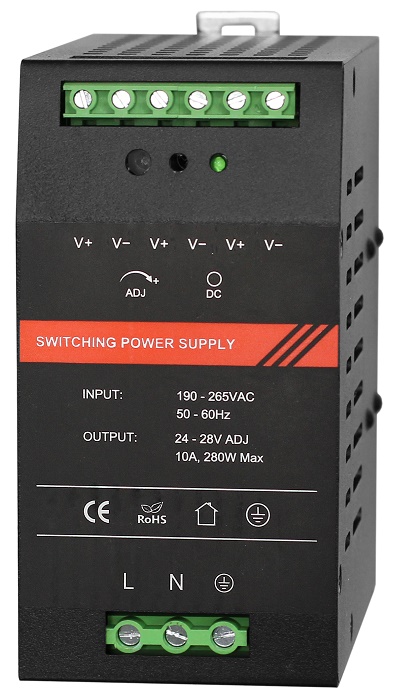 Блок питания 24 VDC/ 10 A, крепление на DIN-рейку, черный