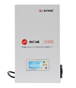 Стабилизатор переменного напряжения инверторный (с двойным преобразованием) однофазный, чистая синусоида; P-нагр.2 кВА/1.5 кВт, U-вх.90…310 В; U-вых.220…230 В (с шагом 1 В), I-вых.9 А; IP20, t-раб.+5…+40°C, 300х187х78 мм