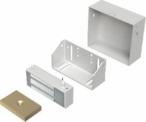 Замок электромагнитный для запирания дверей из алюминиевого профиля монтажной глубиной 44-74 мм. 9-15VDC, не более 7,2 Вт, усилие удержания 150кг, встроенный модуль перемагничивания, монтажный комплект, кожух замка. Корпус из стали. Цвет Серый Cветлый.