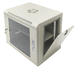 Настенный шкаф 19, 9U, Тип двери: Стеклянная с ударопрочным тонированным стеклом, Высота: 450 мм, Глубина: 400 мм, Ширина: 530 мм, Статическая нагрузка: 90 (стена), 300 (опоры) кг, Цвет: Серый, IP20, Климатическое исполнение: УЗ, 1 полка в комплекте