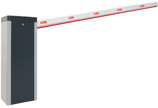 Стойка шлагбаума, до 6 метров, 230В, (левосторонний), максимальное время закрытия/открытия - 6 сек, встроенный блок управления, радиоприемник, заглушки для прямоугольной стрелы, два четырехканальных пульта, монтажный набор