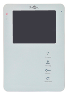 Монитор видеодомофона 4", 4-х проводная линия связи, поддержка 2-х панелей вызова, поддержка 3 доп. мониторов, поддержка 2 доп. камер и охранных датчиков, фото/видео запись, поддержка SD карт памяти, встроенный блок питания, белый