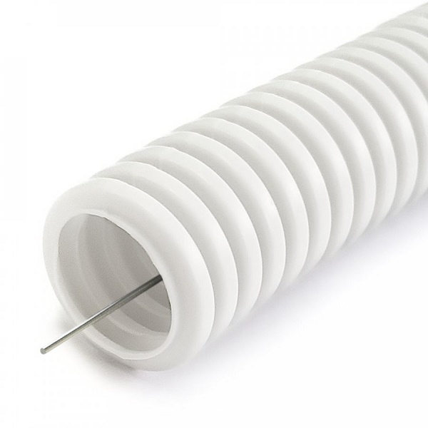 Труба гофрированная ПЛЛ тяжелая безгалогенная (HF) негорючая (НГ) белая с/з d16 мм (100м/уп)