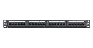 Коммутационная панель 19", 1U, 24 порта, Кат.5e (Класс D), 100МГц, RJ45/8P8C, 110/KRONE, T568A/B, неэкранированная, черная