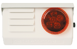 Оповещатель комбинированный светозвуковой, 100 дБ, U-пит. 10,2...14,4 В, I-потр. 350 мА, t-раб. -30...+45°C, 66х92х118 мм, 0,6 кг.