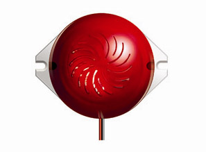 Оповещатель свето-звуковой, сферический корпус, 9…15 В, 100 мА, 90…105 дБ, 85x70x50 мм, цвет красный, IP41,  -40°...+55°С
