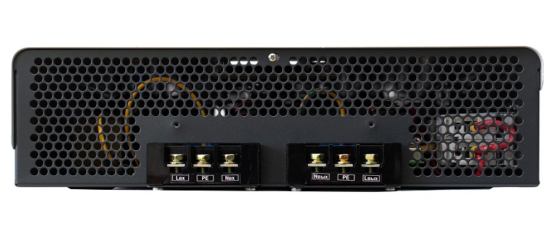 Стабилизатор переменного напряжения инверторный (с двойным преобразованием) однофазный, чистая синусоида; P-нагр.8 кВА/7.2 кВт, U-вх.90…310В, U-вых.220…230 (с шагом 1В), I-вых.36 А; IP20, t-раб.+5…+40°C, 370х498х101 мм