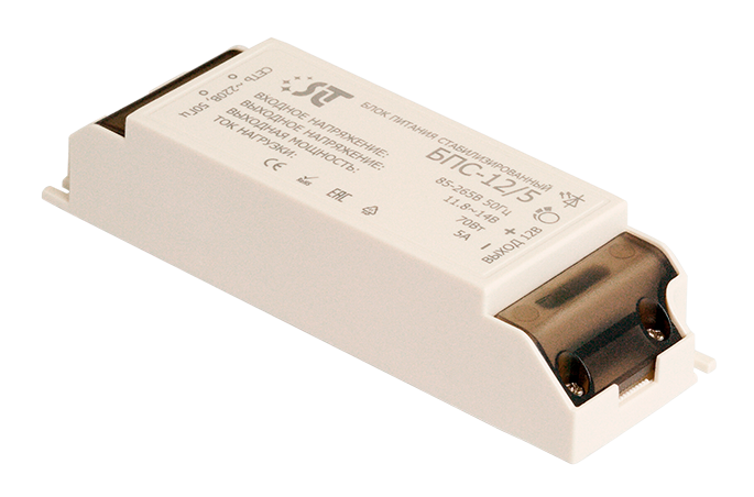 Блок питания стабилизированный, 12 В / 5А; IP21. -15...+50,&nbsp;&nbsp;140х45х28мм. 0.14 кг.