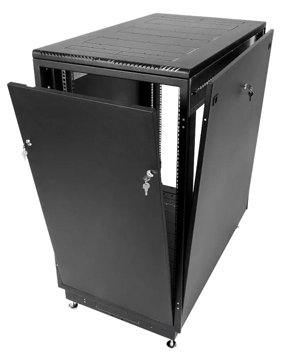 Шкаф телекоммуникационный напольный 22U (600 × 1000) дверь стекло, цвет черный