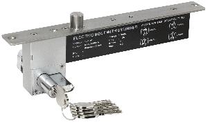 Эл-мех. соленоидный замок для сплошных дверей с механическим цилиндром (ключ/поворотная кнопка), мониторинг, НЗ, питание 12VDC / 200мА (пик 1200мА), цельнометаллический ригель, сила удержания 2000кг&nbsp;&nbsp;&nbsp;&nbsp;