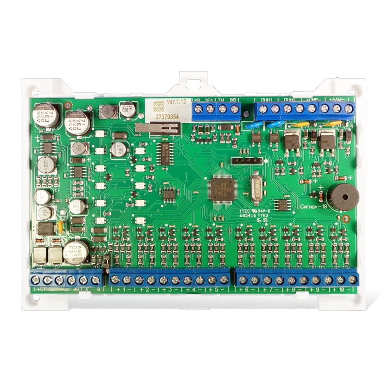 Блок приемно-контрольный охранно-пожарный 10 шлейфов, контроль адресных (ДИП-34ПА, С2000-ИП-ПА, ИПР513-3ПАМ) и не адресных извещателей, контроль цепей "Лампа" и "Сирена", два интерфейса RS-485, 5 выходных реле.