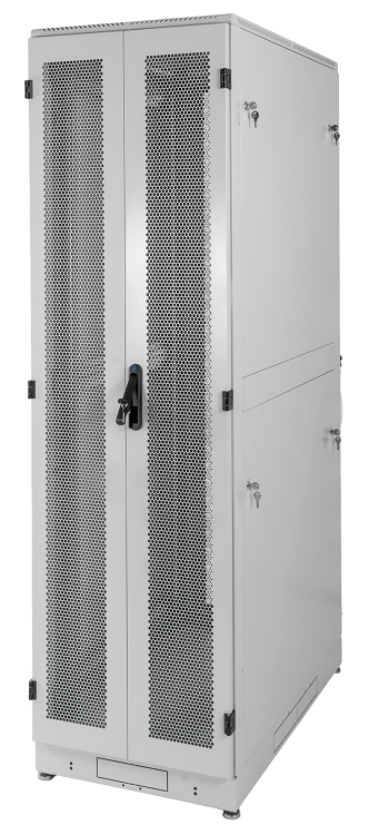 Шкаф серверный напольный 48U (600 × 1000) дверь перфорированная, задние двойные перфорированные