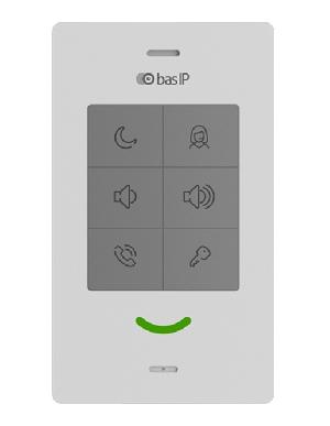 Абонентское IP аудио устройство. Wi-Fi: 2,4 ГГц (IEEE 802.11n). Поддержка SIP, P2P, внутреннего протокола BAS-IP, кнопка для быстрого вызова консьержа, кнопка открытия замка, кнопка режима "Не беспокоить", электронная регулировка громкости, трехцветный световой индикатор состояния и режимов работы устройства. Возможность подключения кнопки звонка. Питание: PoE IEEE 802.3af и +12В. 183×105×28 мм.