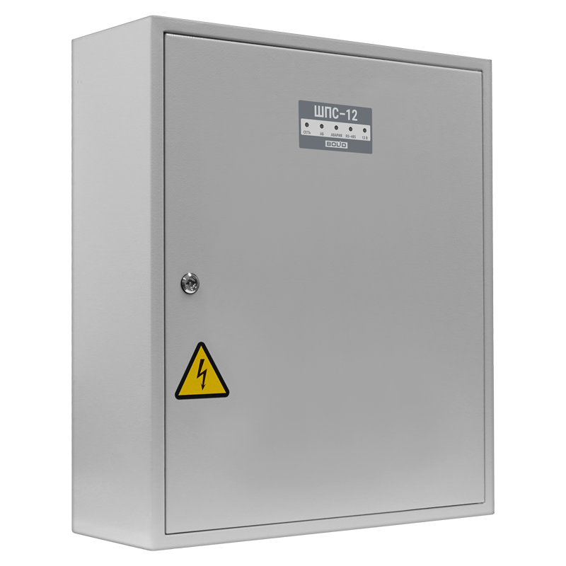 Шкаф для установки приборов системы "Орион" на DIN рейки. Содержит источник питания 12В - 5 А. Два изолированных интерфейса RS-485. Место для установки  двух батарей 12В-40Ач. Защита оболочки IP41