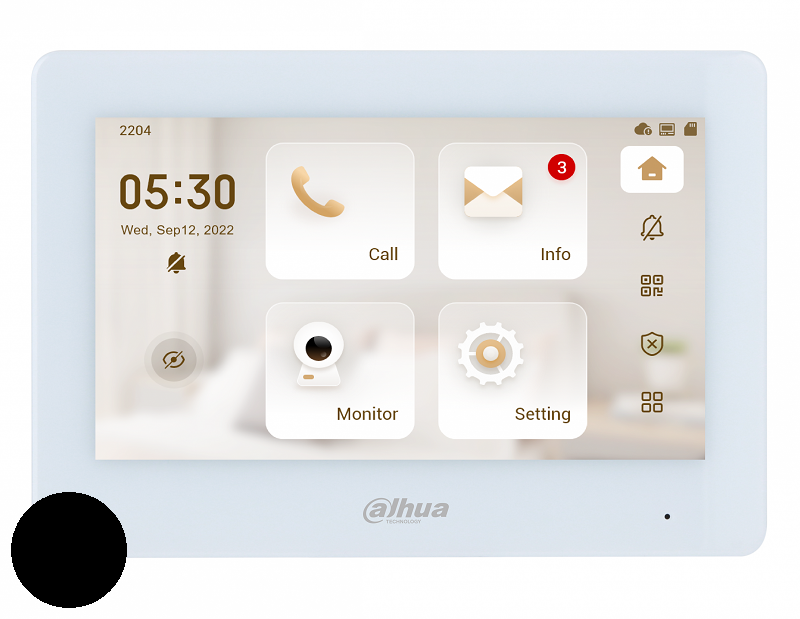 Монитор видеодомофона IP 7-и дюймовый с WiFi 2.4ГГц, черный, 1024x600 разрешение, ёмкостной сенсорный экран; тревожные входы / выходы 6/1; LAN; поддержка micro-SD до 64Гб; Возможность просмотра IP видеокамер; DC 12В; 189х130х27мм; Установка - на стену.