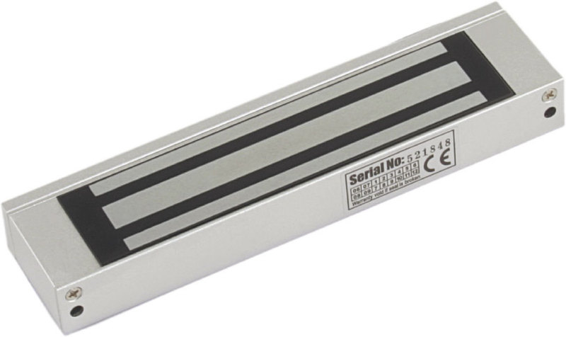 Электромагнитный замок IP67, 12V DC, 0,3 A, усилие 180 кг,  170x37x21 мм.  1100 г., офисный дизайн, планка в комплекте. Темп.диапазон -40°С…+40°С
