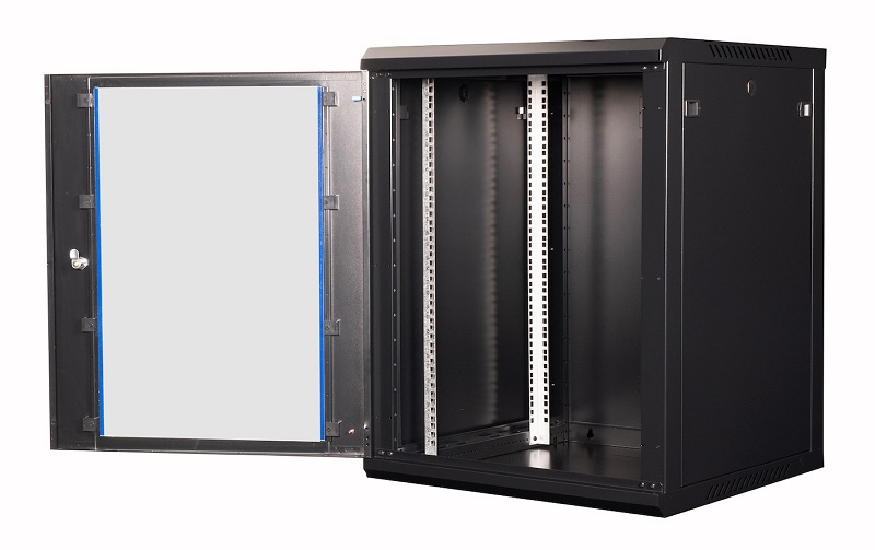 Шкаф 19" телекоммуникационный настенный, 15U 769х600х600 мм, дверь стекло, черный