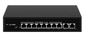 Коммутатор, неуправляемый, 8 PoE (802.3af/at) порта 10/100/1000Мбит/с, 7-8 порт до 250м cat6, 2 порта 1000Мбит/с Base-T, PoE Watchdog, VLAN, 120Вт