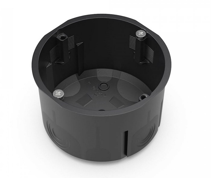 Коробка установочная двухкомпонентная для сплошных стен чёрная 68х47 (8шт/уп)