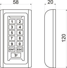 Считыватель proximity карт, металл с клавиатурой, EM-Marin, HID иTemic, дальность 6-10 cm, выходной интерфейс: Wiegand 26, Dallas TM
