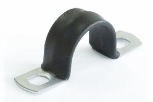 Скоба металлическая двухлапковая с полимерным покрытием СМД-П d16-17 мм (100шт/уп)