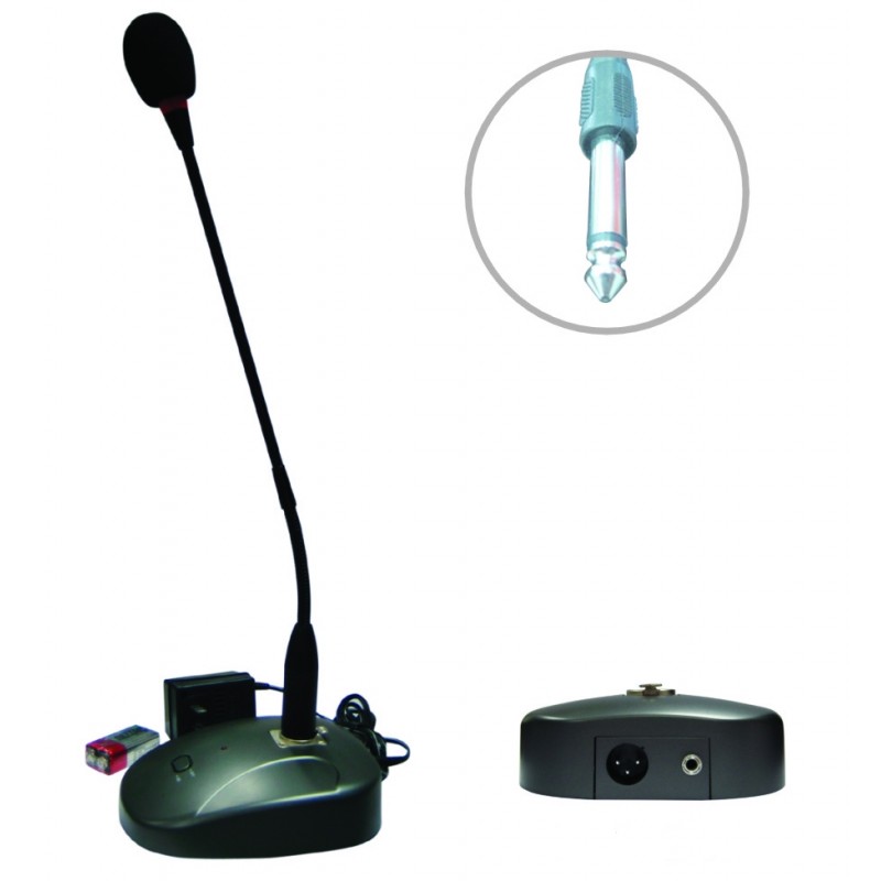 Микрофон настольный. Сигнал привлечения внимания, удаление от усилителя до 500 м; в комплекте: адаптер ~220В/=12В, кабель XLR-Jack 5 м. Кнопка&nbsp;&nbsp;включения c фиксацией.
