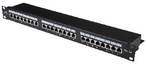 Панель коммутационная кат.5е, STP, 19", 1U, 24хRJ45, 568A/В, черный