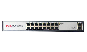 Неуправляемый PoE коммутатор 10/100Base-TX, RJ-45 Auto-MDI/MDI-X, 16 PoE портов + 2 UpLink порта, стандарт PoE IEEE 802.3af,  мощность на порт 15,4 Вт, 46-52 В DC, общая мощность макс. 96 Вт. Питание ~100-240 В AC, 50-60 Гц. Цвет: графитово-серый.