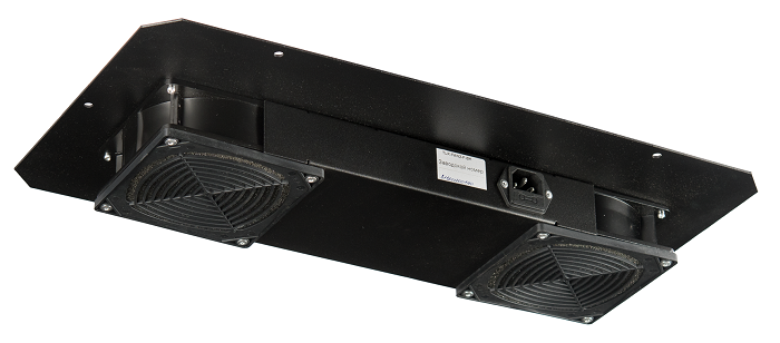Вентиляторный блок TLK для настенных шкафов серии TWM, TWC-R, для напольных шкафов серии TFR-R глубиной 600 мм, 2 вентилятора, нижние решётки пластиковые с фильтром, без шнура питания, черный