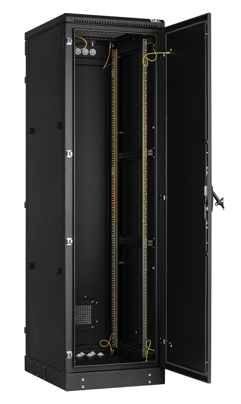 Напольный шкаф 19", 42U, промышленный, цельнометаллические двери, степень защиты IP54, Ш600хВ2070хГ1000мм, черный.