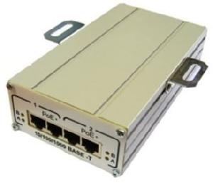 2-портовый инжектор РоЕ+(HighPoE) 802.3at для питания двух видеокамер РоЕ+ (30W) или одной PTZ-видеокамеры РоЕ+ (60W)