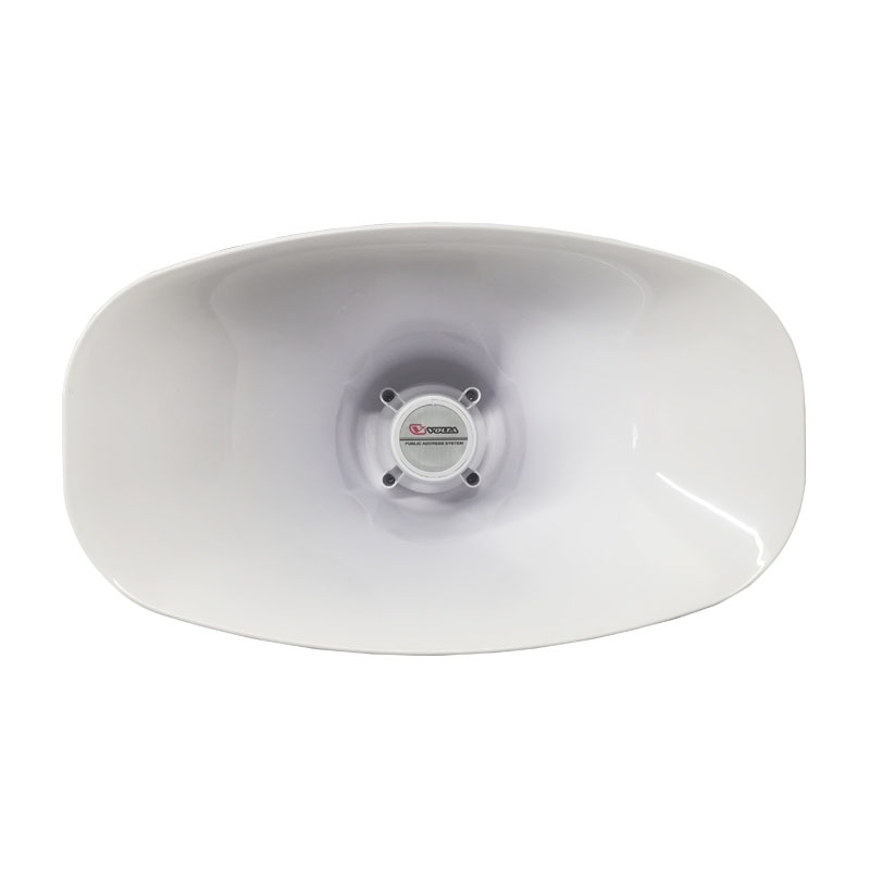 Рупорный громкоговоритель, 50 Вт. Частотный диапазон 270-8 000 Гц.Материал корпуса -  пластик, цвет - белый. Масса 2,8 кг. 435х270х330 мм.