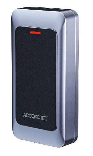 Считыватель proximity карт формата EM-Marine+Mifare+HID. Расстояние до 6 см. Вых. Wiegand 26/Wiegand 34, светодиодная и звуковая индикация, IP68, ABS пластик + металл., -45 - +60⁰С, 9-16В DC, 30 мА, цвет: серебро / чёрный. 50х20х100 мм; 190 гр.