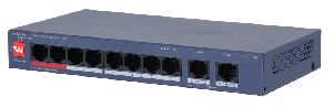 8-портовый PoE коммутатор с функцией облачного управления, Порты: 8 RJ45 10/100Мбит/с (PoE/PoE+/Hi-PoE/IEEE 802.3bt), 2 RJ45 10/100/1000Мбит/с (uplink); мощность PoE: порты 1~2 до 90Вт, порты 3~8 до 30Вт, суммарно до 110Вт; PoE watchdog, передача до 250м; питание: 54В(DC)
