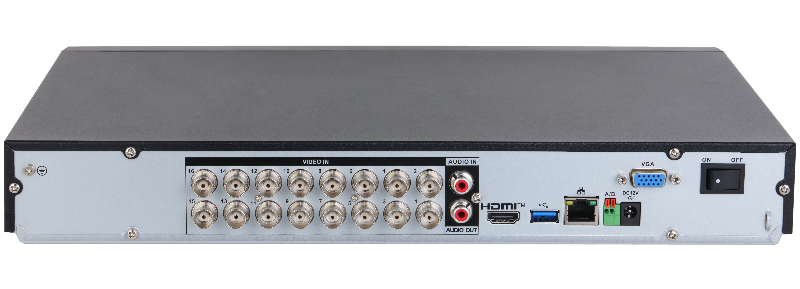 16-канальный HDCVI-видеорегистратор с FR, HDCVI, AHD, TVI, IP, CVBS; отображение: до 5Мп; запись: 8кн 5Мп@12к/с/5M-N@25к/с, остальные 5M-N@12к/с; 8кн 4M-N/1080p@25к/с, остальные 4M-N@15к/с/1080p@12к/с; 1080N@25к/с; кодирование: AI/H.265+, H.265, H.264+, H.264;&nbsp;&nbsp;IP-каналы: до 24 каналов, до 6Мп; накопители: 2 SATA III до 16Тбайт (каждый); видеовыходы: 1 HDMI, 1 VGA; сеть: 1 RJ45 1000Мбит/с;&nbsp;&nbsp;аудиовх/вых: 1/1; питание: 12В(DC); видеоаналитика: 2кн распознавание лиц, 4кн охрана периметра, 16кн интеллектуальный детектор движения SMD Plus, интеллектуальный поиск, контроль кассовых операций
