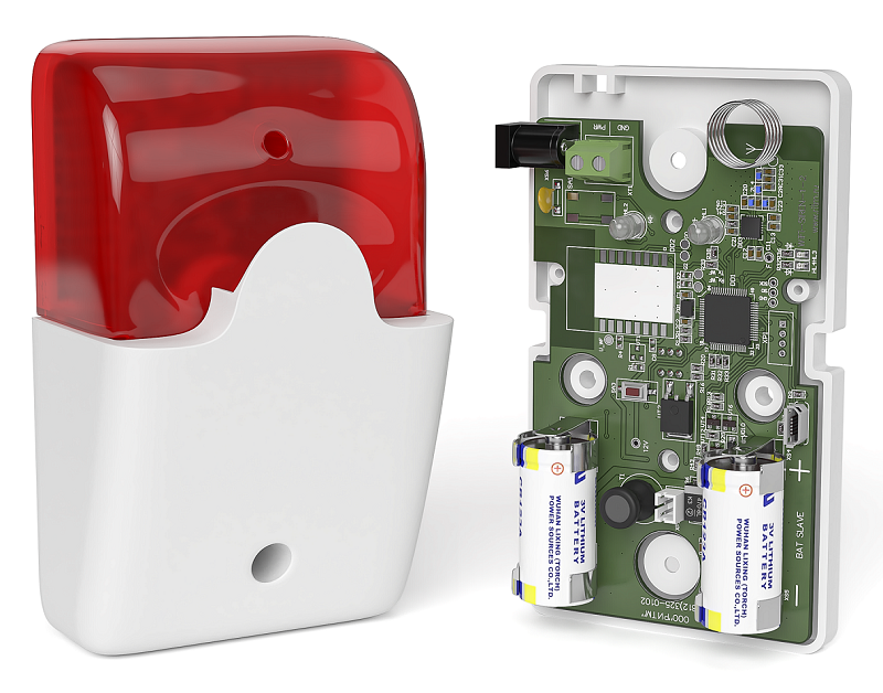 Сирена радиоканальная 433 МГц, красная (с БП)