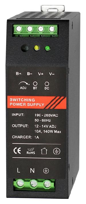 Блок бесперебойного питания 12 VDC/ 10 A, крепление на DIN-рейку, черный