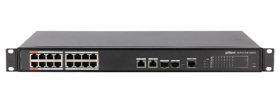 16 портовый РоЕ коммутатор, управляемый, уровня L2; 2 комбо-порта x 10/100/1000 Base-T; 2 комбо-порта х 1000 Base-X; 16 портов x10/100 Base-T - POE; Порты 1 и 2 Hi-PoE (60W), PoE+, PoE; IEEE802.3af/IEEE802.3at/Hi-PoE; Бюджет PoE: 190 Вт; 440мм×300мм×44мм