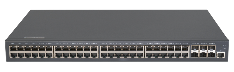 Управляемый коммутаторL2+ Stack POE 48 BASE-TX 10/1001000Mb/s POE, 6 1/10G SFP+, 1 Console RJ45, 1U 19" бюджет PoE 370W, 220VAC 450W